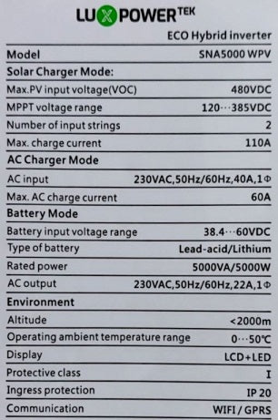 Lux Power Inverter 5kw Off Grid