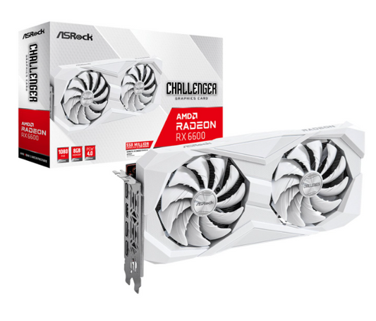 ASRock Radeon RX6600 Challenger D 8G GDDR6 128-BIT Graphics Card – White