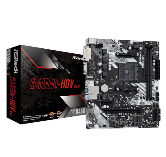 ASRock B450M-HDV R4.0 AMD AM4 M-ATX Motherboard