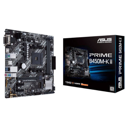 ASUS PRIME B450M-K II mATX Motherboard – AM4, DDR4, HDMI, M.2, USB3.2