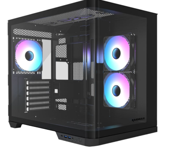 Raidmax I630 ATX | Micro-ATX | ITX ARGB Mid-Tower Dual Chamber Curved Glass Gaming Chassis – Black
