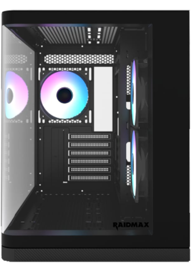 Raidmax I630 ATX | Micro-ATX | ITX ARGB Mid-Tower Dual Chamber Curved Glass Gaming Chassis – Black