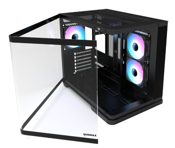 Raidmax I630 ATX | Micro-ATX | ITX ARGB Mid-Tower Dual Chamber Curved Glass Gaming Chassis – Black